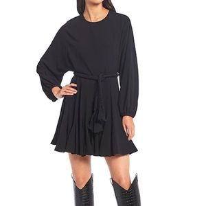 Gianni Bini Riley Riley Braided Belt Balloon Sleeve Crew Neck Swing Dress
